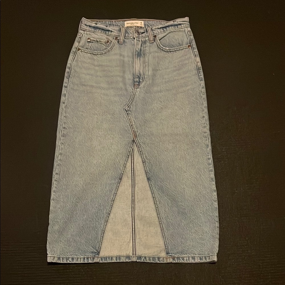 Abercrombie & Fitch Light Blue Denim Midi Skirt
